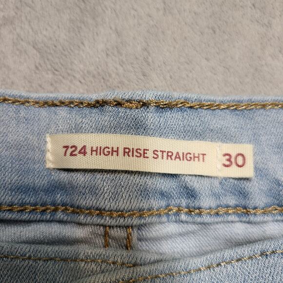 Levis 724 Jeans Womens 30 High Rise Straight Distressed Hem Denim Pants - Picture 3 of 9